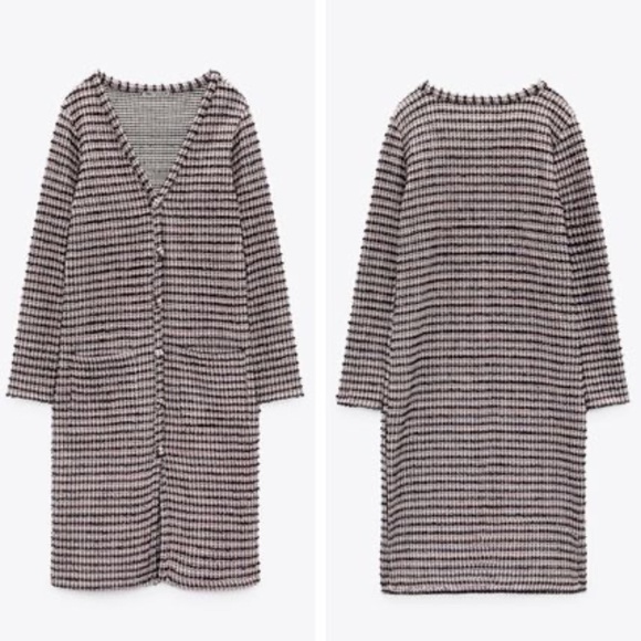 ZARA Textured Midi Sweater Dress Cardigan BNWT - Picture 5 of 5